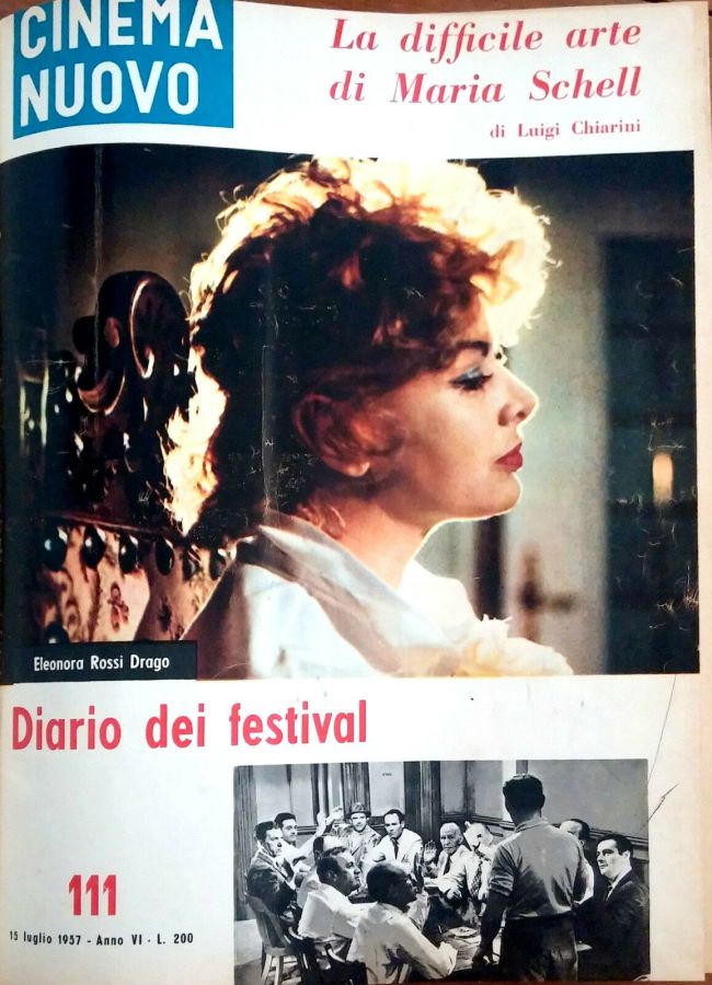 CINEMA NUOVO magazine side cover Issue 111 July 1957