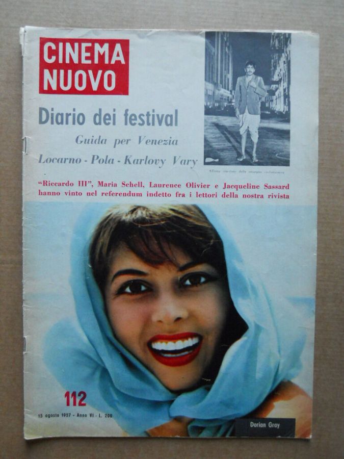 CINEMA NUOVO magazine side cover Issue 112 August 1957