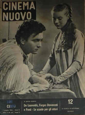 CINEMA NUOVO magazine side cover Issue 12 June 1953