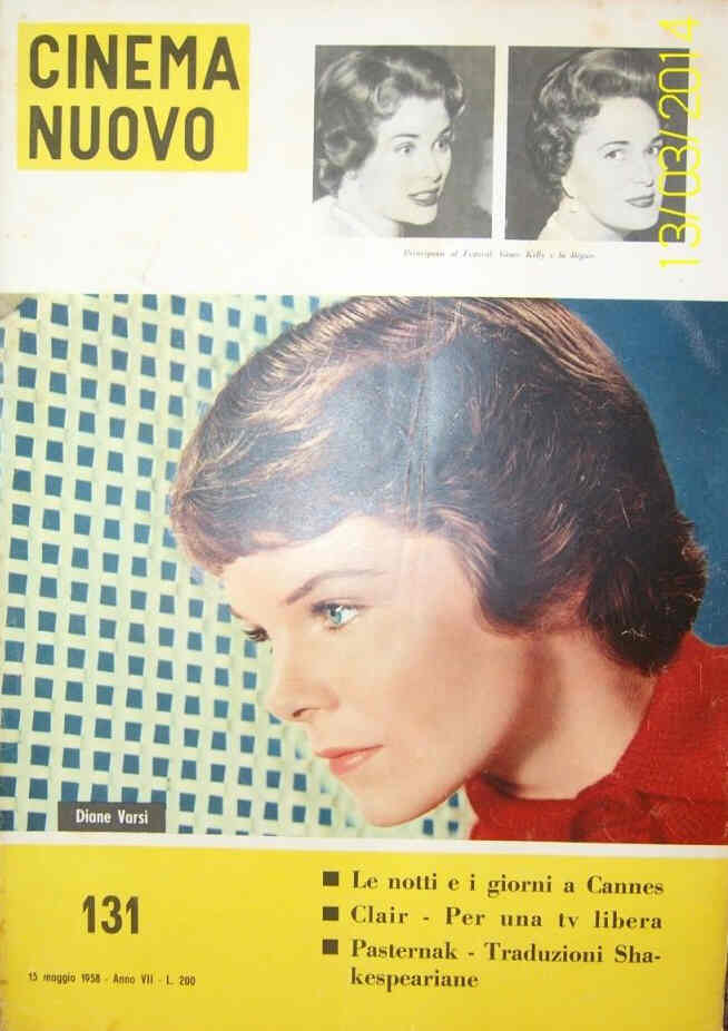 CINEMA NUOVO magazine side cover Issue 131 May 1958