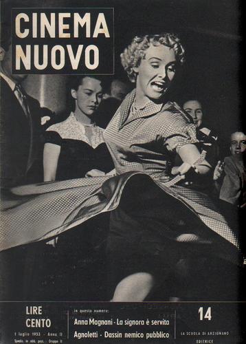 CINEMA NUOVO magazine side cover Issue 14 July 1953