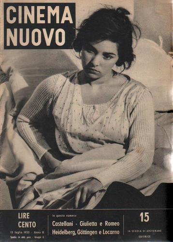 CINEMA NUOVO magazine side cover Issue 15 July 1953