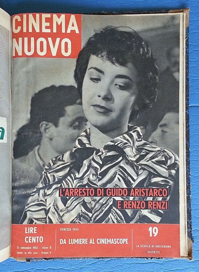 CINEMA NUOVO magazine side cover Issue 19 September 1953