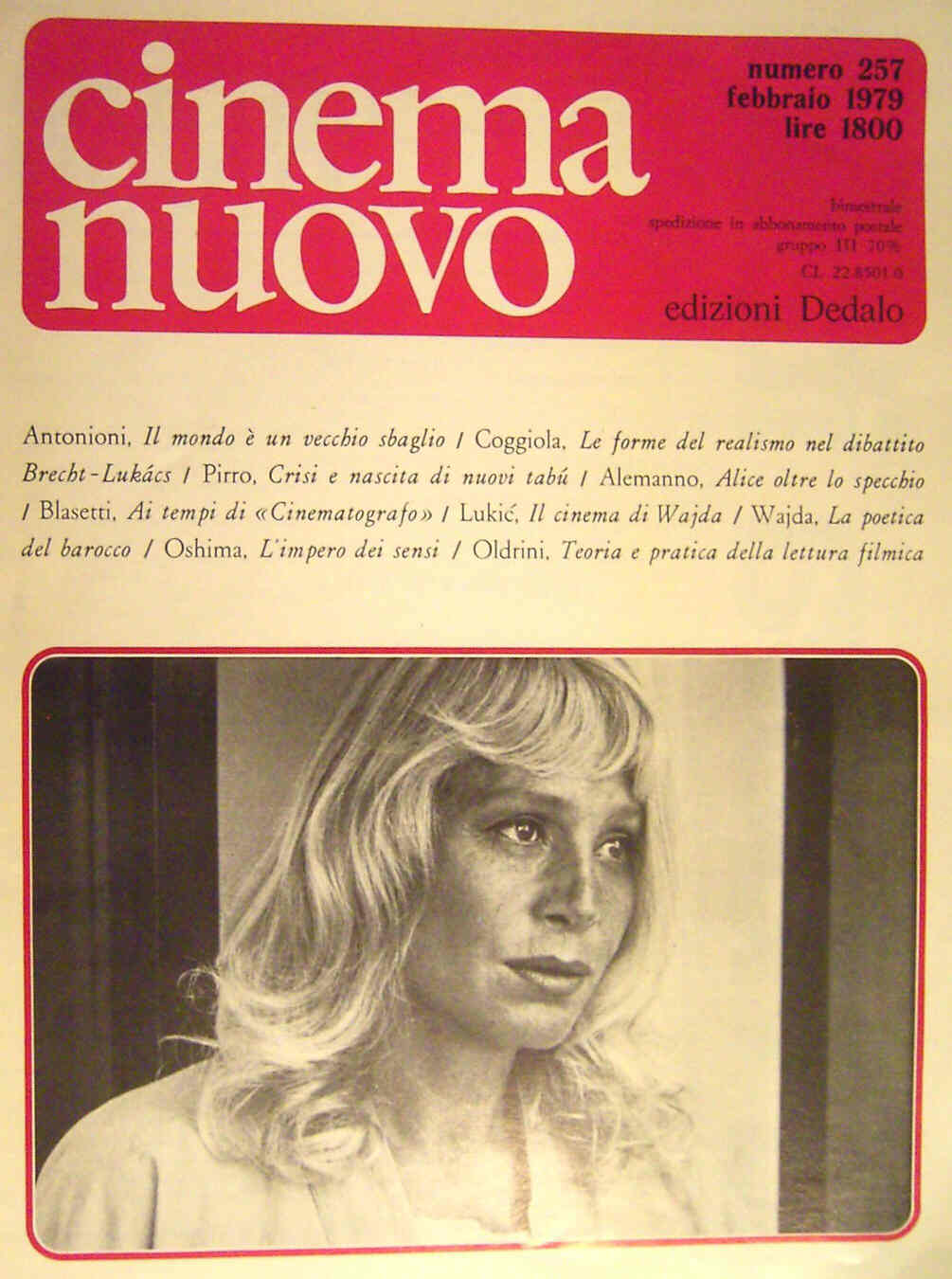 CINEMA NUOVO magazine side cover Issue 257 January/February 1979