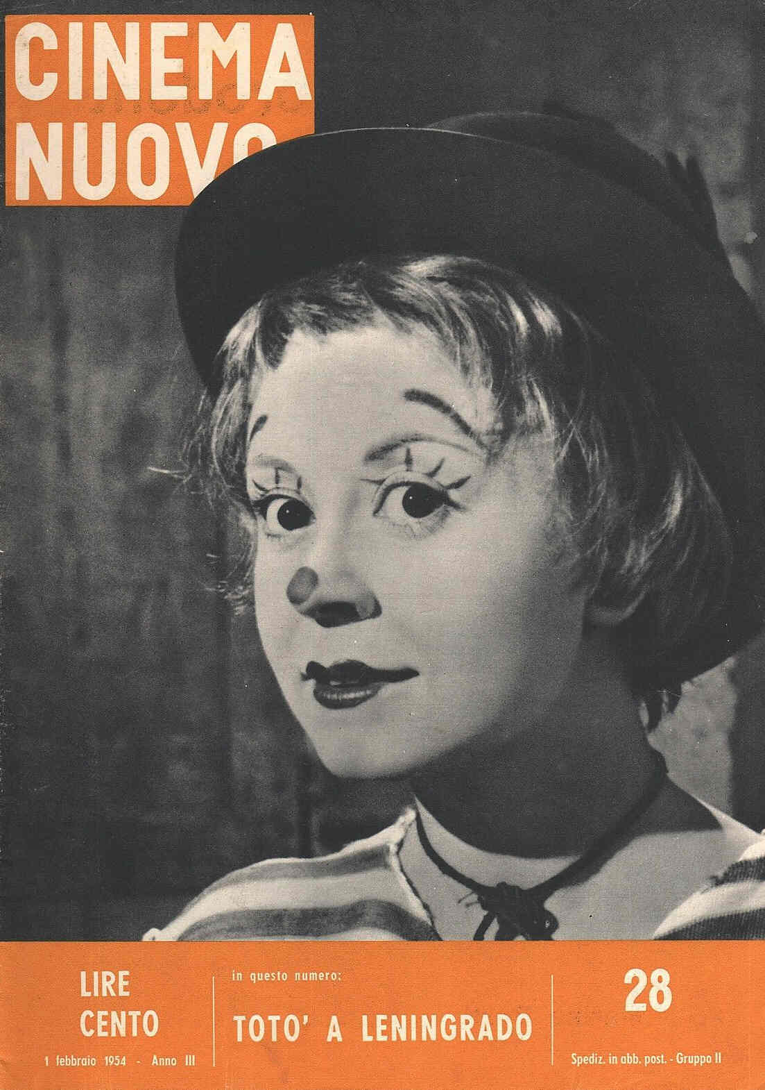 CINEMA NUOVO magazine side cover Issue 28 February 1954