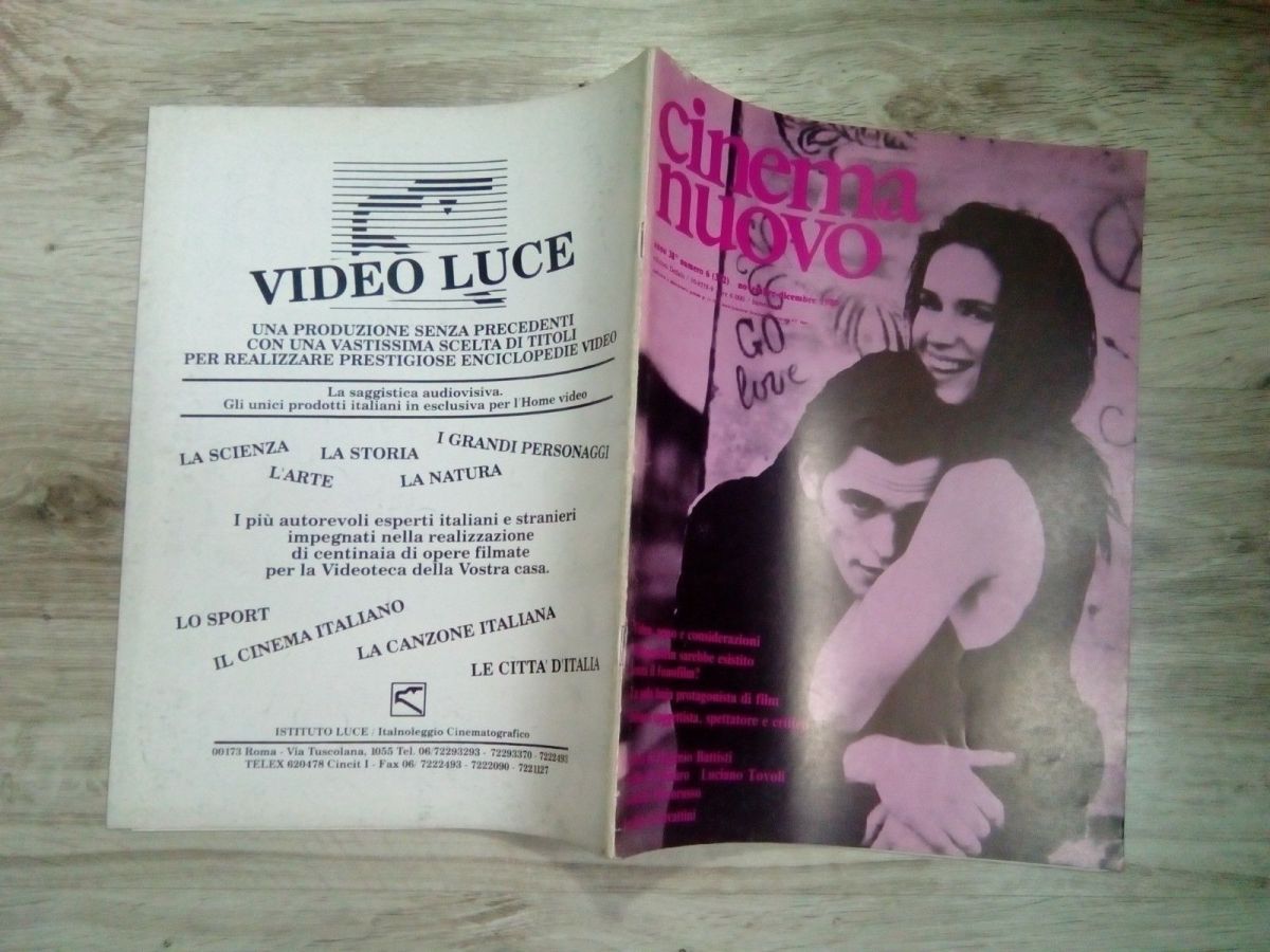 CINEMA NUOVO magazine side cover Issue 322 November/December 1989