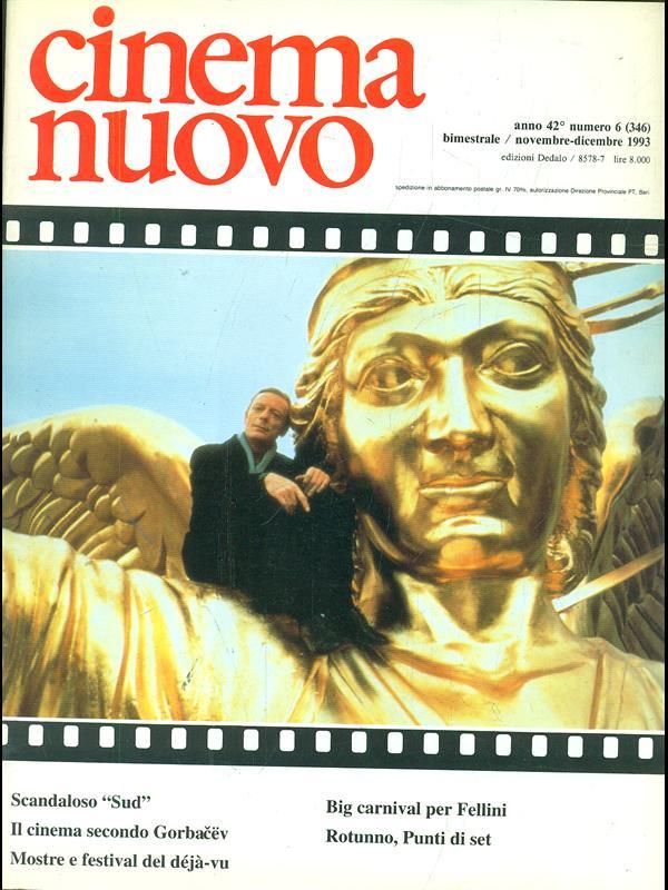 CINEMA NUOVO magazine side cover Issue 346 November/December 1993