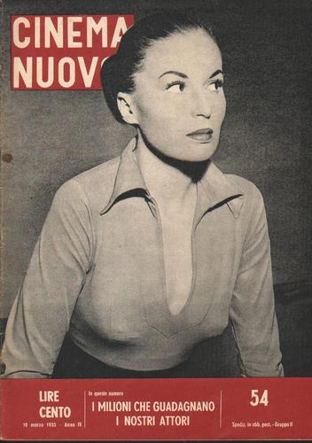 CINEMA NUOVO magazine side cover Issue 54 March 1955