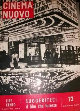 CINEMA NUOVO magazine side cover Issue 73 December 1955
