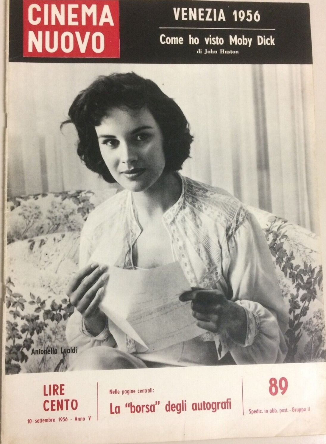 CINEMA NUOVO magazine side cover Issue 89 September 1956