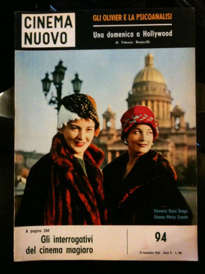 CINEMA NUOVO magazine side cover Issue 94 November 1956