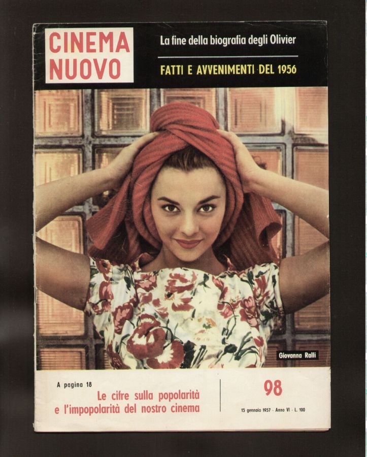 CINEMA NUOVO magazine side cover Issue 98 January 1957
