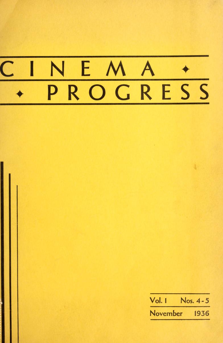 CINEMA PROGRESS magazine side cover Issue 4-5 November 1936