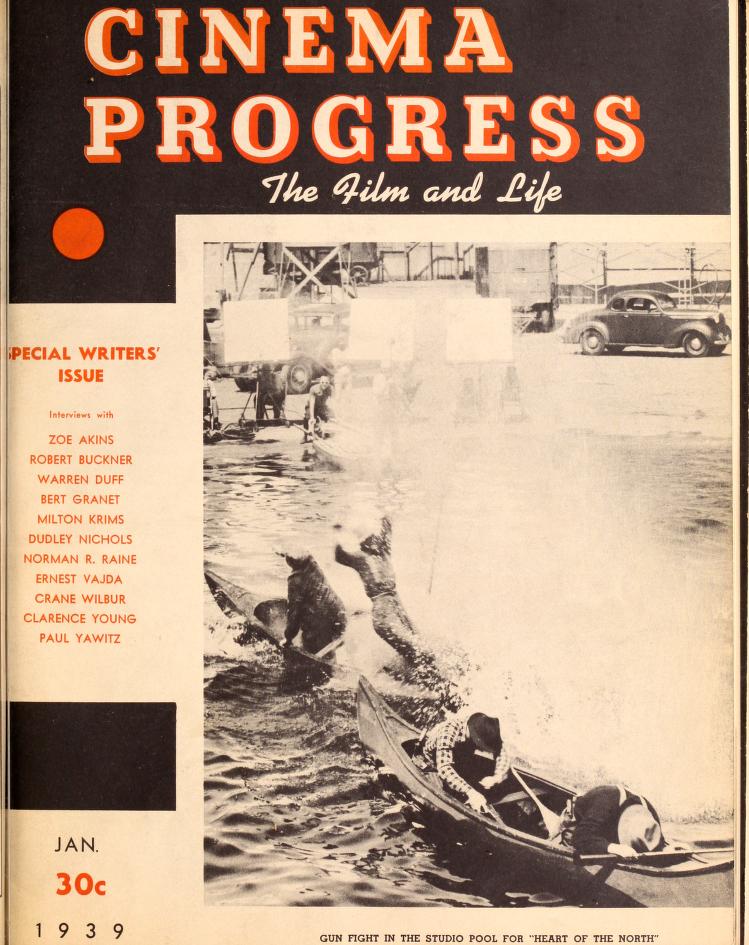 CINEMA PROGRESS magazine side cover January 1939