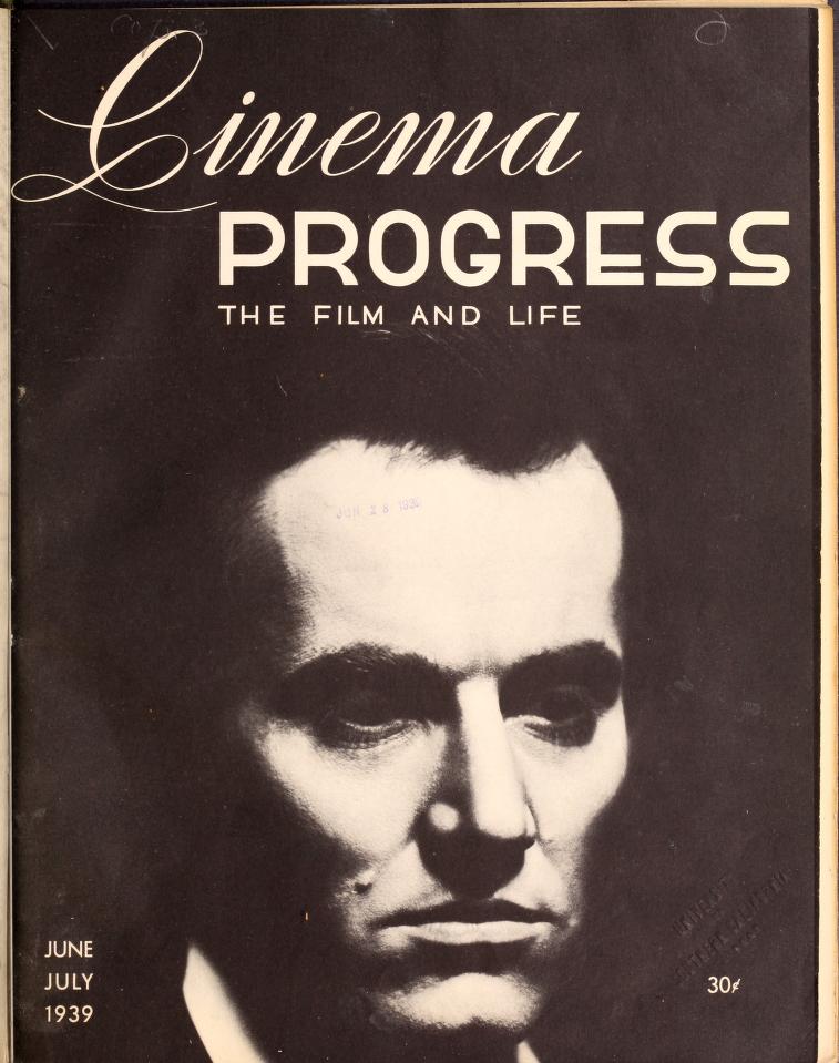 CINEMA PROGRESS magazine side cover June-July 1939
