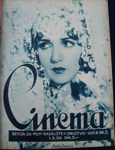 CINEMA REVIJA magazine side cover Issue 5 1 March 1930