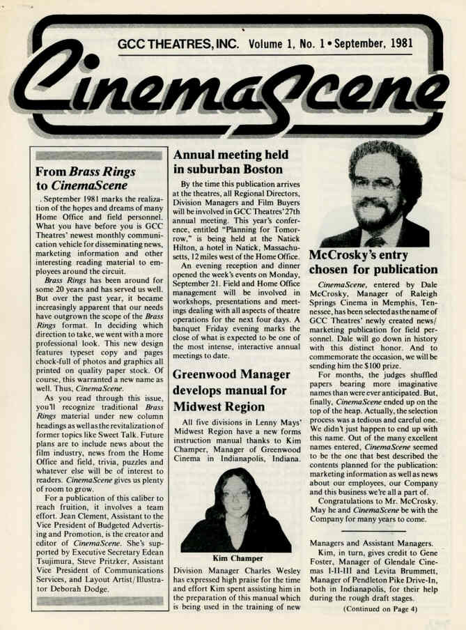 CINEMASCENE magazine side cover Issue 1 September 1981