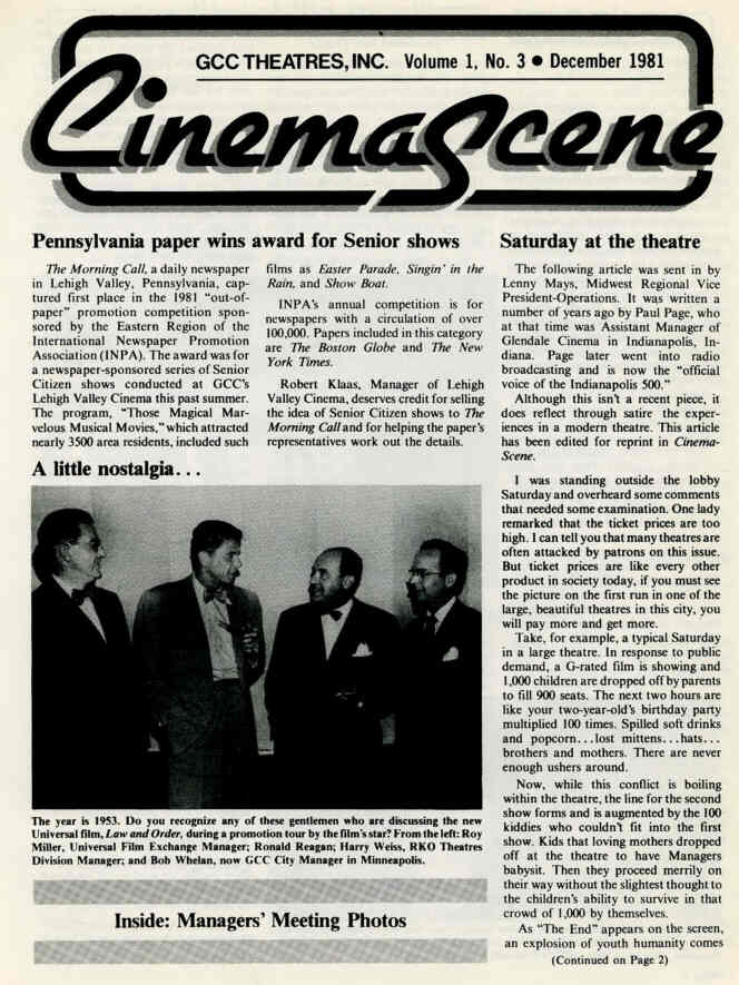 CINEMASCENE magazine side cover Issue 3 December 1981