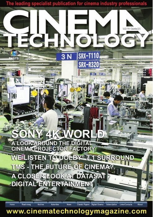 CINEMA TECHNOLOGY magazine side cover  Vol 23 # 4 December 2010