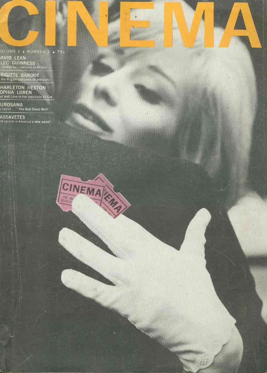 CINEMA (60s-70s USA) magazine side cover Issue 1  Vol 1 # 1 December 1962