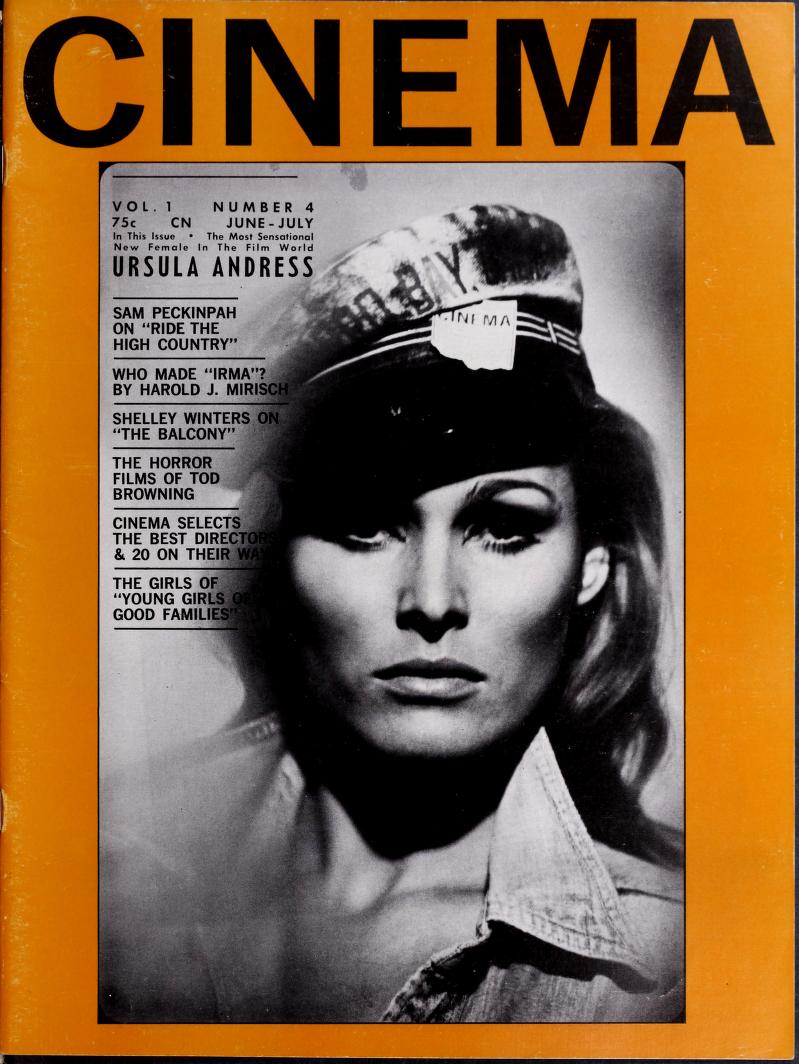 CINEMA (60s-70s USA) magazine side cover Issue 4  Vol 1 # 4 June/July 1963
