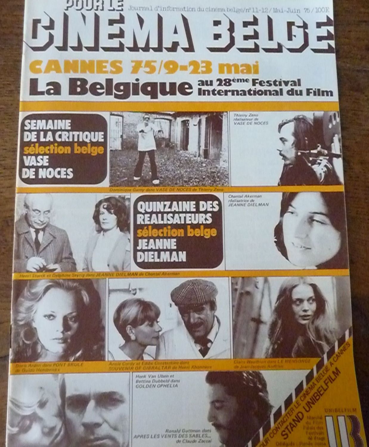 CINEMA BELGE magazine side cover Issue 11-12  May/June 1975