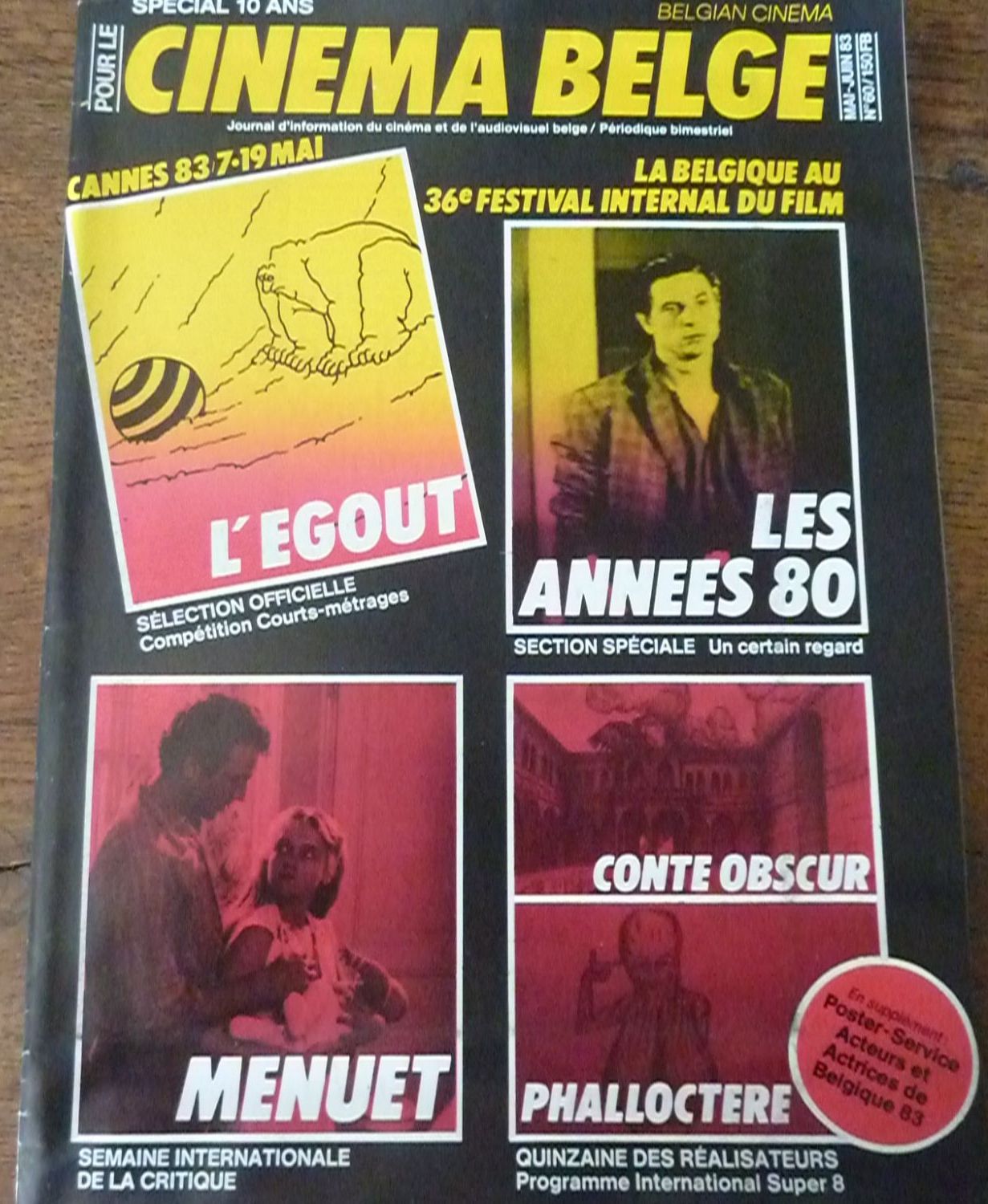 CINEMA BELGE magazine side cover Issue 60  May/June 1983