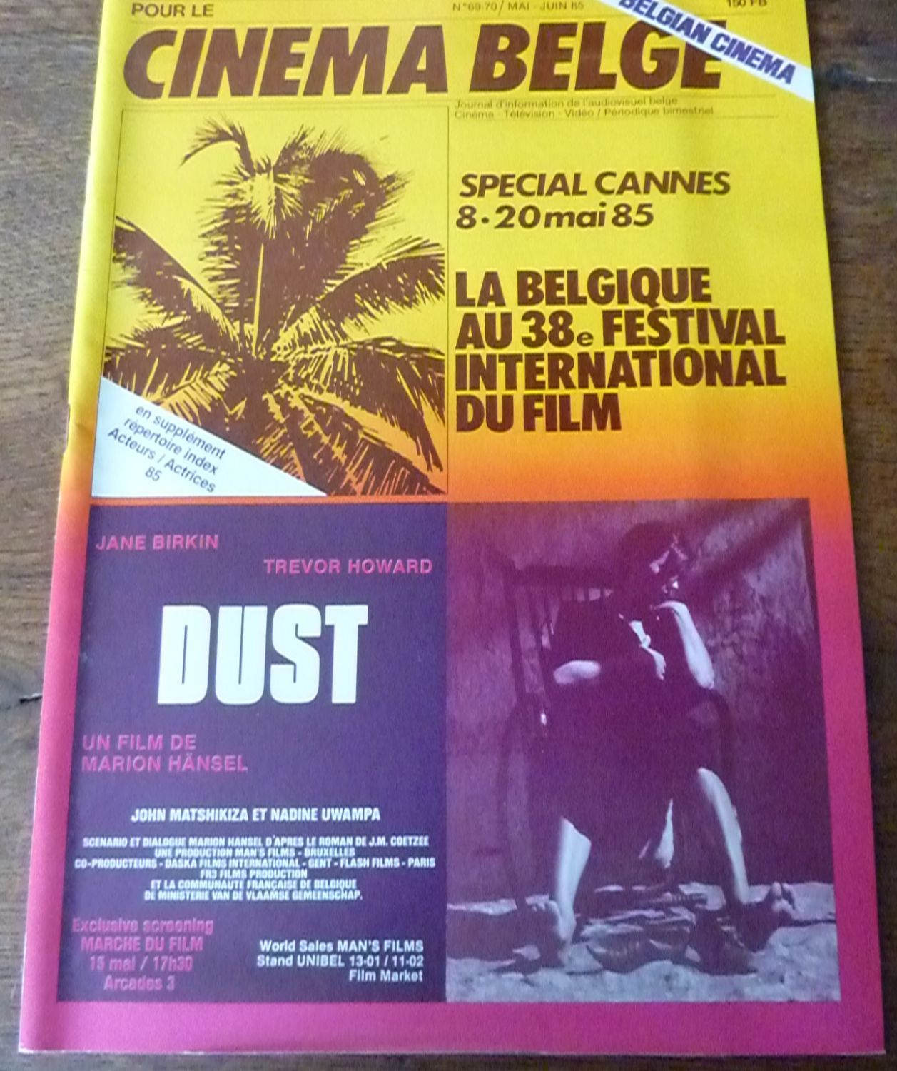 CINEMA BELGE magazine side cover Issue 69-70  May/June 1985