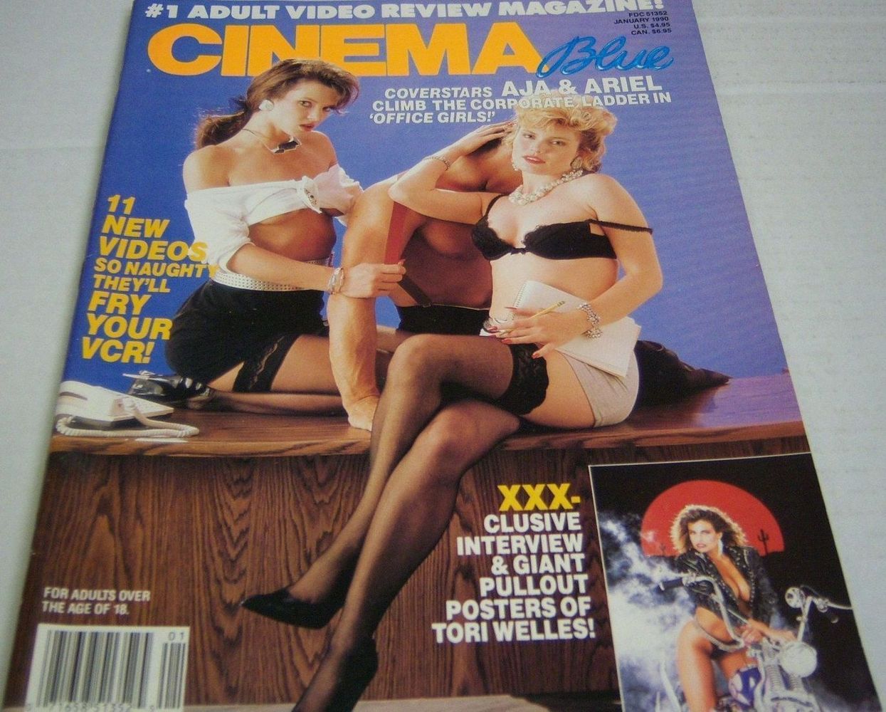 CINEMA BLUE magazine side cover  Vol 7 # 1 January 1990