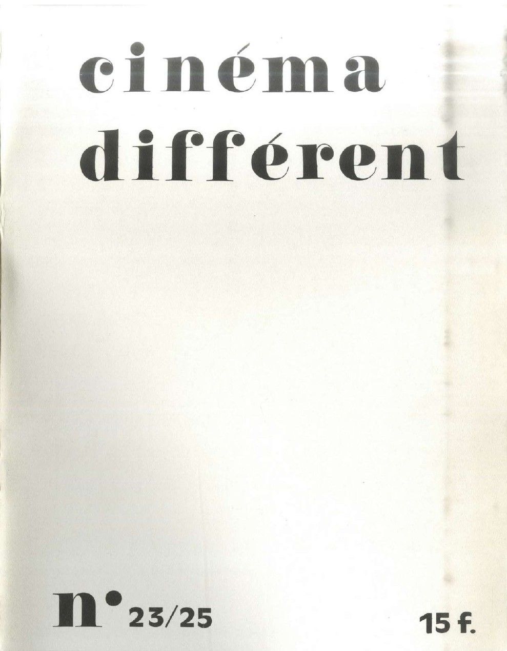 CINEMA DIFFERENT magazine side cover Issue 23-25  July/September 1979