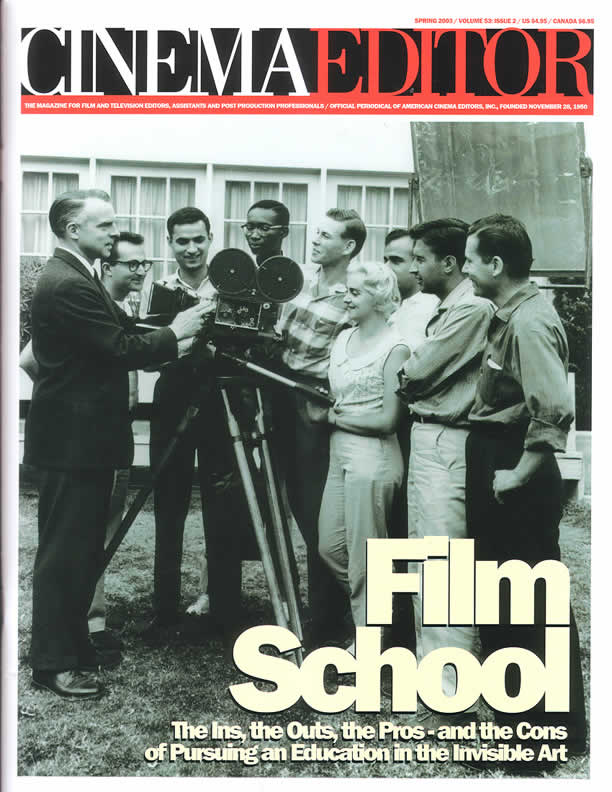 CINEMA EDITOR magazine side cover Issue 210  Vol 53 # 2 Spring 2003