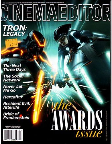 CINEMA EDITOR magazine side cover Issue 239  Vol 60 # 4 December 2010