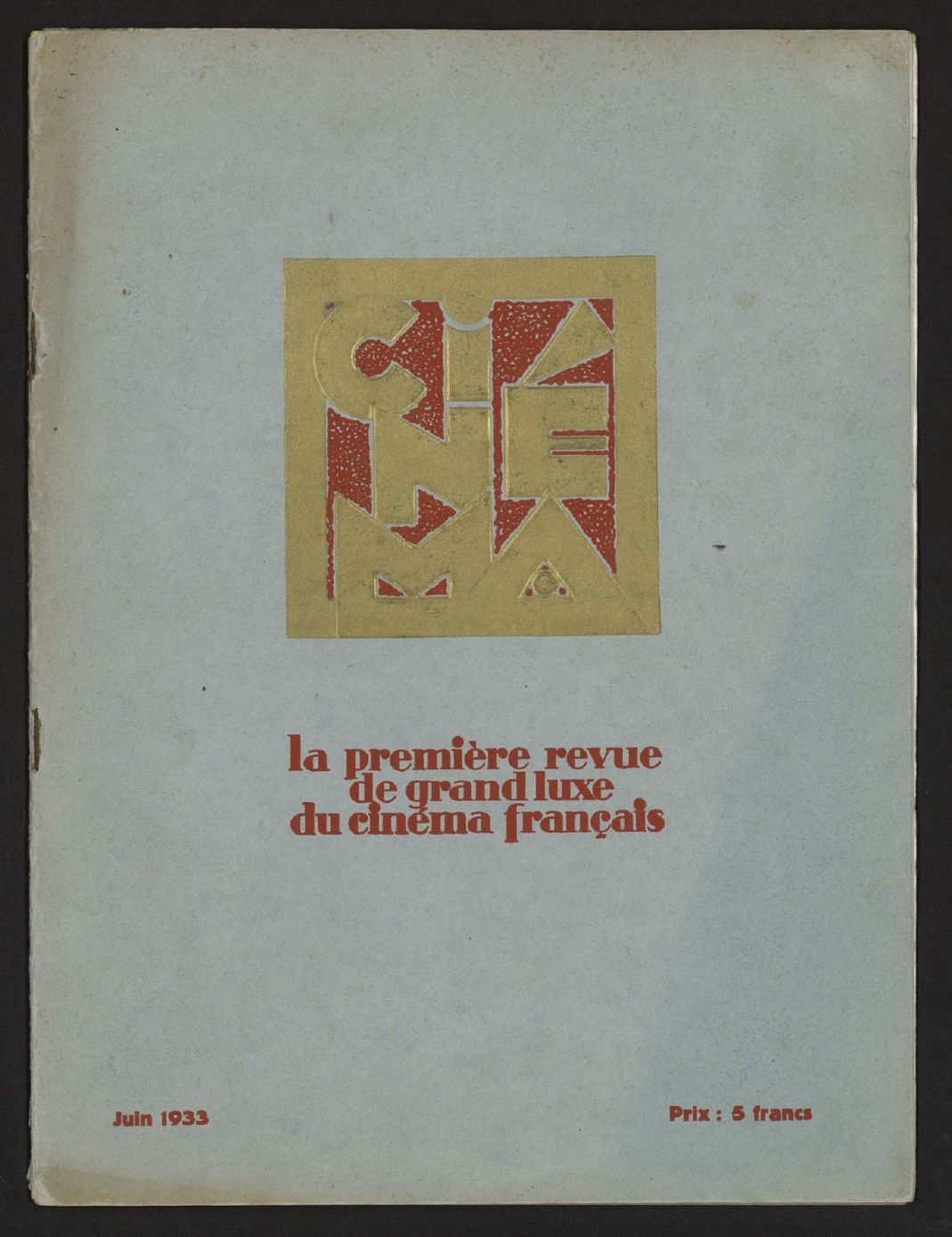 CINEMA (FR 1927) magazine side cover Issue 65  June 1933