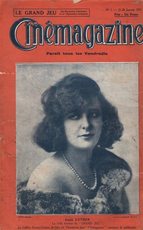 CINEMAGAZINE magazine side cover Issue 1 21 January 1921