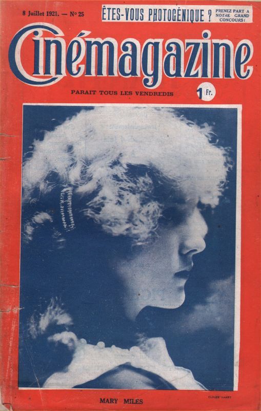 CINEMAGAZINE magazine side cover Issue 25 8 July 1921