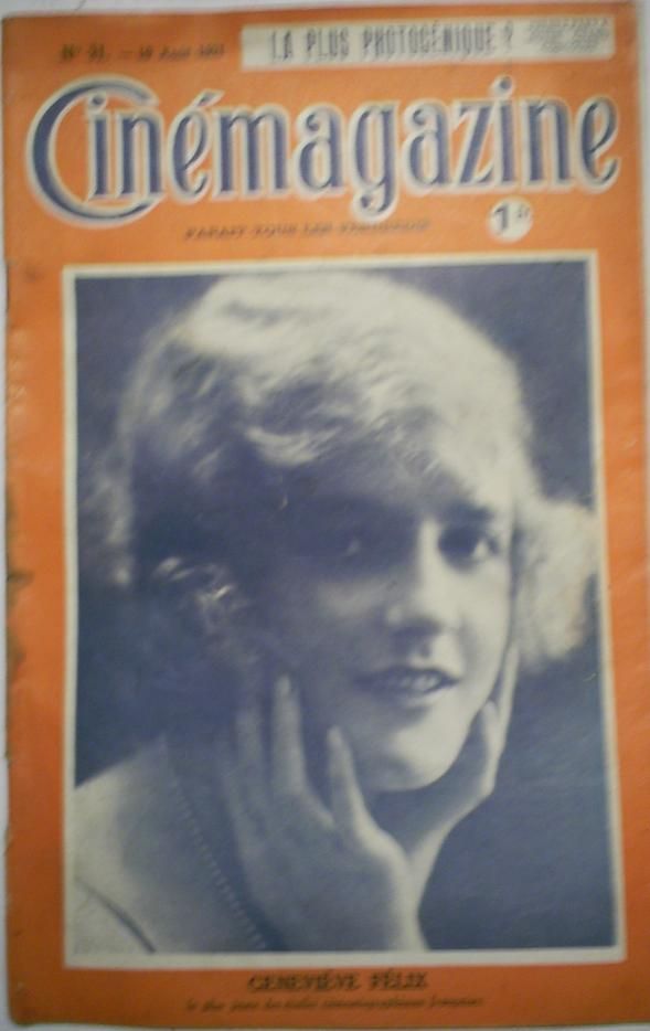 CINEMAGAZINE magazine side cover Issue 31 19 August 1921