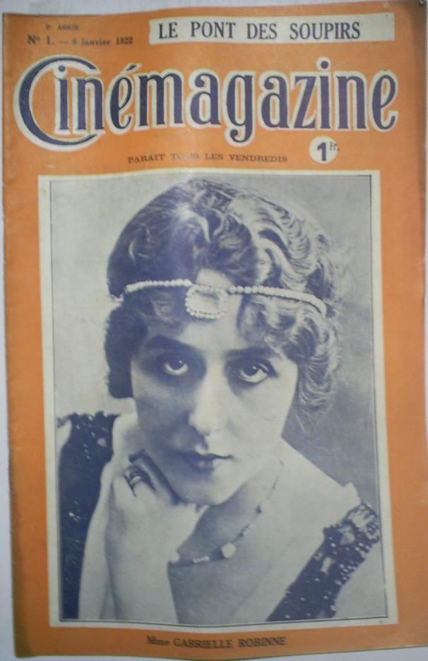 CINEMAGAZINE magazine side cover Issue 1 6 January 1922