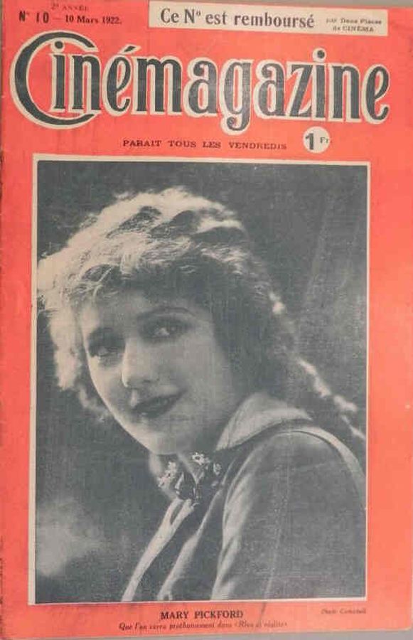 CINEMAGAZINE magazine side cover Issue 10 10 March 1922