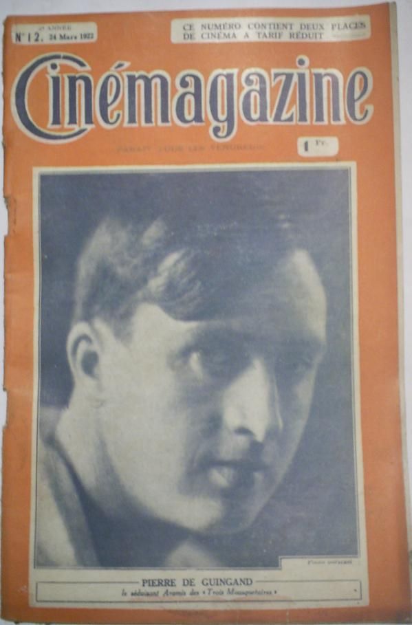 CINEMAGAZINE magazine side cover Issue 12 24 March 1922