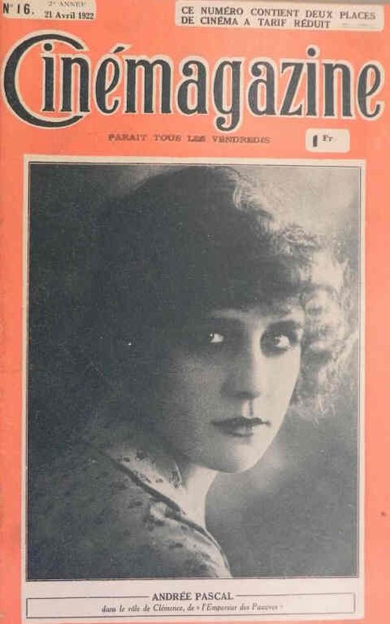 CINEMAGAZINE magazine side cover Issue 16 21 April 1922