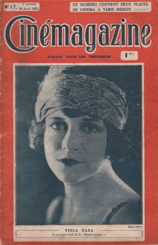 CINEMAGAZINE magazine side cover Issue 17 28 April 1922