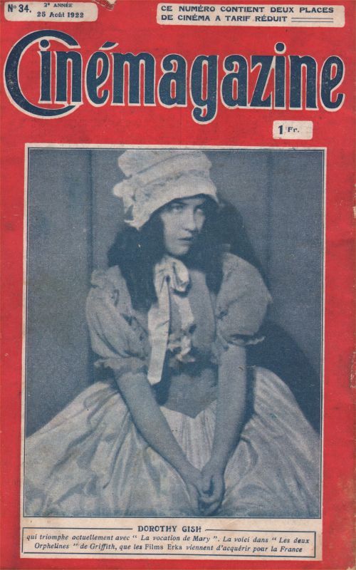 CINEMAGAZINE magazine side cover Issue 34 25 August 1922