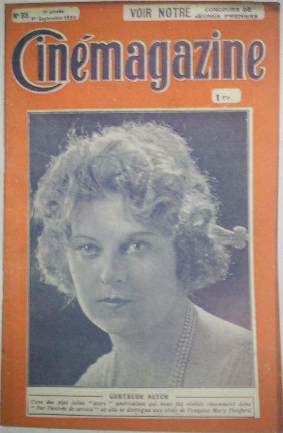 CINEMAGAZINE magazine side cover Issue 35 1 September 1922