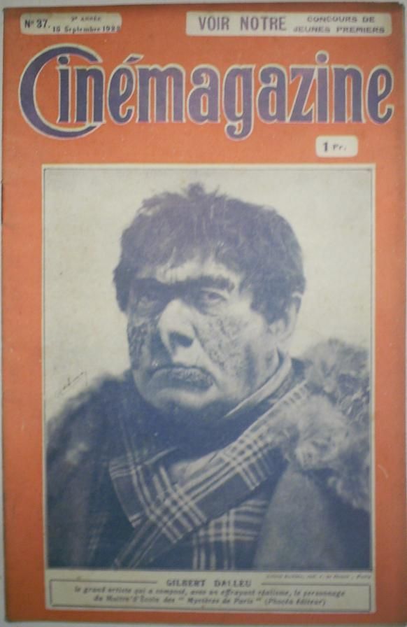 CINEMAGAZINE magazine side cover Issue 37 15 September 1922