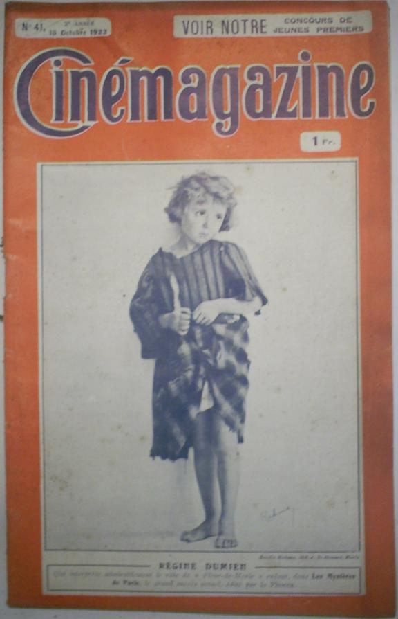 CINEMAGAZINE magazine side cover Issue 41 13 October 1922