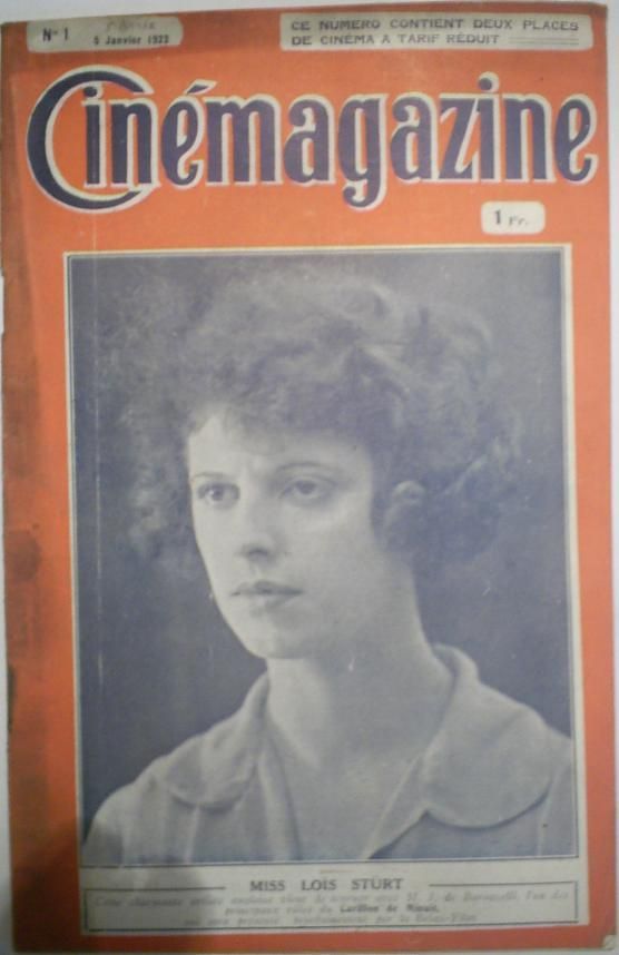 CINEMAGAZINE magazine side cover Issue 1 5 January 1923