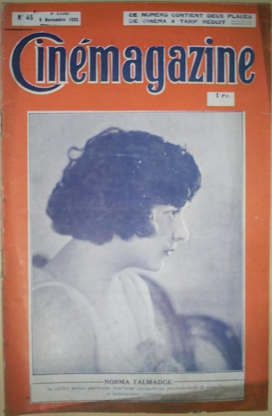 CINEMAGAZINE magazine side cover Issue 45 9 November 1923