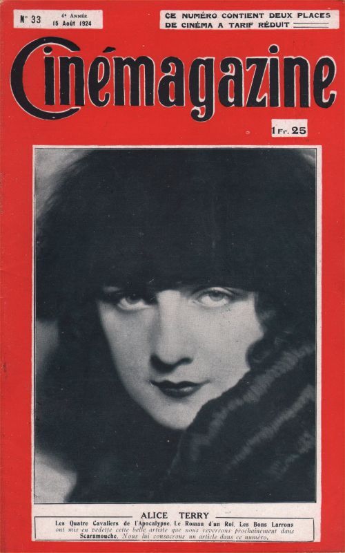 CINEMAGAZINE magazine side cover Issue 33 15 August 1924