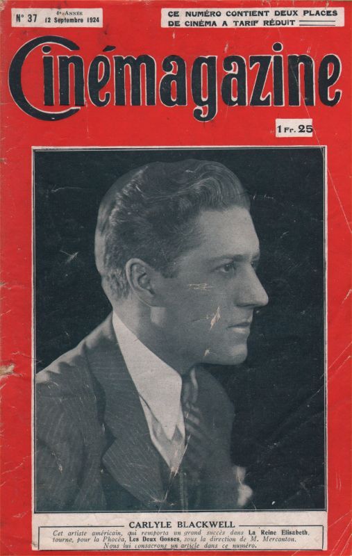 CINEMAGAZINE magazine side cover Issue 37 12 September 1924