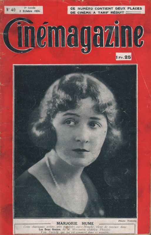 CINEMAGAZINE magazine side cover Issue 40 3 October 1924